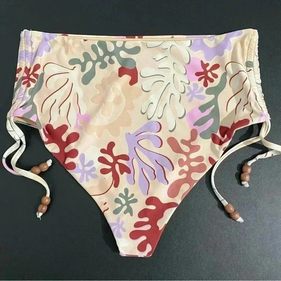 New Beach Riot High Rise Heather Bikini Bottom 70s Hippie Festival Beaded Desert - Picture 7 of 11